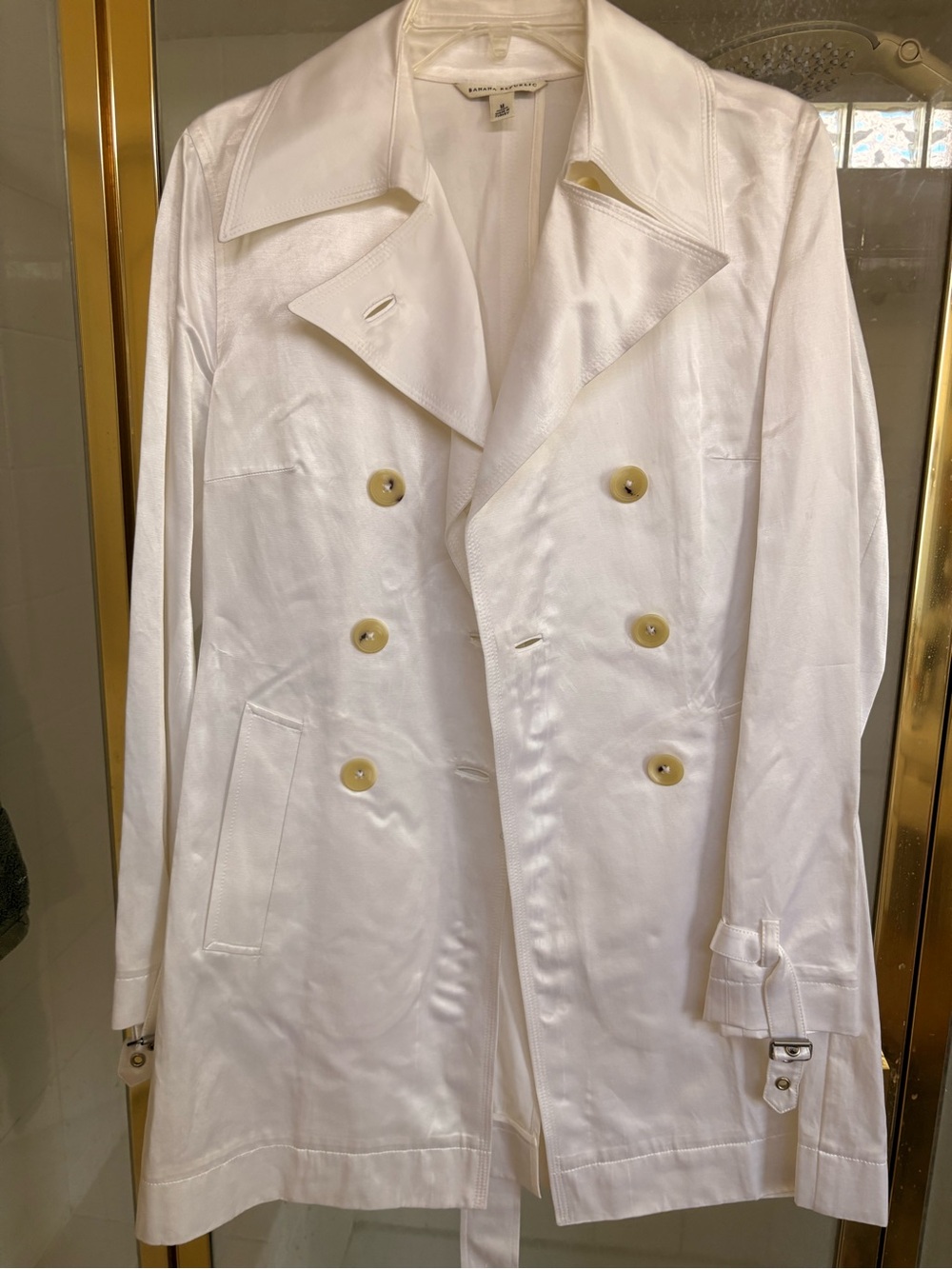 Banana Republic White Satin Short Trench Coat Size Small